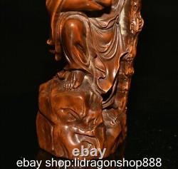 8.2 Chine ancien buis sculpture main sculpture Dharma Dharma statue de loup g