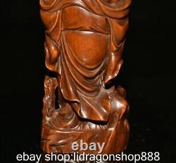 8.2 Chine ancien buis sculpture main sculpture Dharma Dharma statue de loup g
