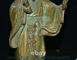 8.4Chinese Brass Sculpté Ancien enseignant humain étant une sculpture de statue