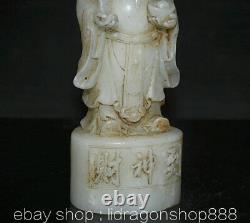 8.4 Ancien Chine Blanc Jade Sculpture Dynastie Money Richesse Dieu Statue