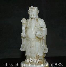 8.4 Ancien Chine Blanc Jade Sculpture Dynastie Money Richesse Dieu Statue