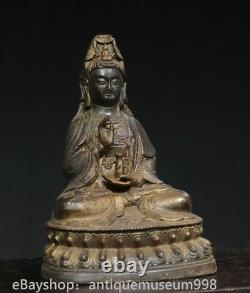 8.4 Chine ancienne cuivre plaqué or bouddhisme guanyin Guanyin Statue sculpture