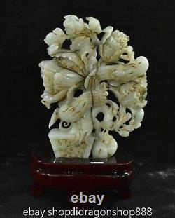 8.4 Rare ancienne chinoise jadéite naturelle jade sculpture fleur oiseau statue