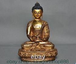 8.4 ancienne chinois cuivre doré Shakyamuni la sculpture de statue de bouddha