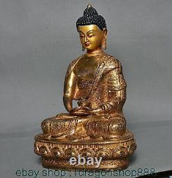 8.4 ancienne chinois cuivre doré Shakyamuni la sculpture de statue de bouddha