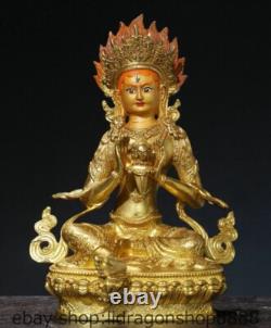 8.4 ancienne statue bouddhiste tibétaine en bronze doré diamant martelé Bouddha