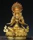 8.4 Ancienne Statue Bouddhiste Tibétaine En Bronze Doré Diamant Martelé Bouddha