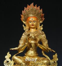 8.4 ancienne statue bouddhiste tibétaine en bronze doré diamant martelé Bouddha