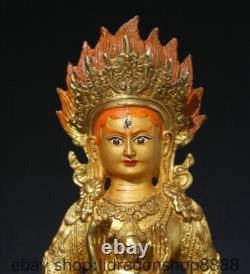 8.4 ancienne statue bouddhiste tibétaine en bronze doré diamant martelé Bouddha