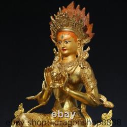 8.4 ancienne statue bouddhiste tibétaine en bronze doré diamant martelé Bouddha