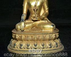 8,8Ancien Tibet Bouddhisme Cuivre Doré Shakyamuni Amitabha Bouddha Fa Qi Statue