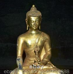 8,8Ancien Tibet Bouddhisme Cuivre Doré Shakyamuni Amitabha Bouddha Fa Qi Statue