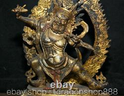 8.8 Ancien Tibet Bouddhisme Bronze Doré Mahakala Courroucé Déité Bouddha Statue