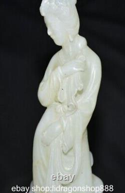 8.8 Chine ancienne sculpture en jade blanc naturel statue de beauté