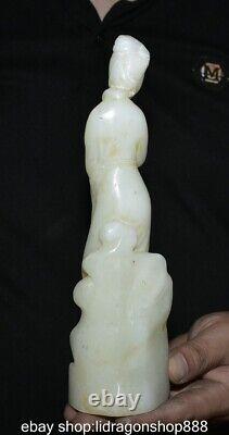 8.8 Chine ancienne sculpture en jade blanc naturel statue de beauté