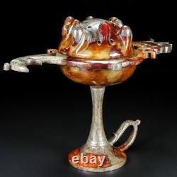 8,8 ancien Jade Hetian sculpture Fengshui Phoenix oiseau incenseur brûleur