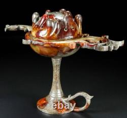 8,8 ancien Jade Hetian sculpture Fengshui Phoenix oiseau incenseur brûleur