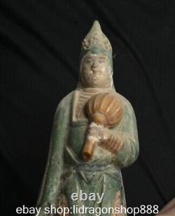 8.8 ancienne Chine Tang Sancai Tao dynastie figure Fan statue sculpture