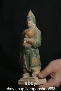 8.8 ancienne Chine Tang Sancai Tao dynastie figure Fan statue sculpture