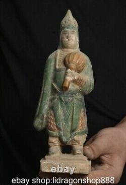 8.8 ancienne Chine Tang Sancai Tao dynastie figure Fan statue sculpture