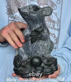 8.8 ancienne Chine vert jade sculpture animal Yuanbao rat statue sculpture