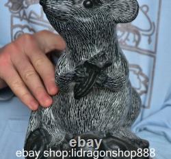 8.8 ancienne Chine vert jade sculpture animal Yuanbao rat statue sculpture