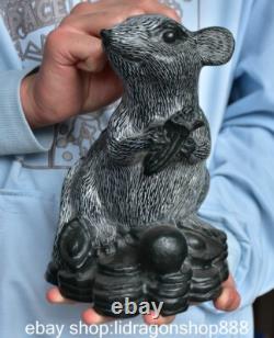 8.8 ancienne Chine vert jade sculpture animal Yuanbao rat statue sculpture