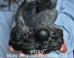 8.8 ancienne Chine vert jade sculpture animal Yuanbao rat statue sculpture