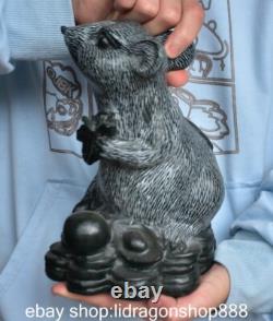 8.8 ancienne Chine vert jade sculpture animal Yuanbao rat statue sculpture