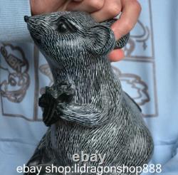 8.8 ancienne Chine vert jade sculpture animal Yuanbao rat statue sculpture