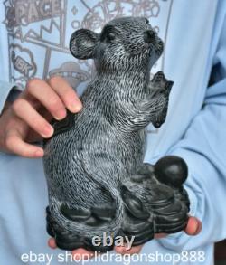 8.8 ancienne Chine vert jade sculpture animal Yuanbao rat statue sculpture