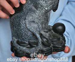 8.8 ancienne Chine vert jade sculpture animal Yuanbao rat statue sculpture