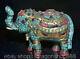 8 Ancien Tibet Cuivre Turquoise Gemmes Feng Shui Chance L'éléphant Sculpture
