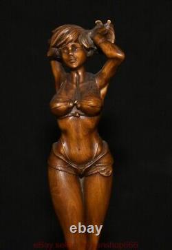 8 Chine ancienne sculpture en bois de buis sculpture belle statue sculpture