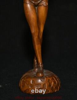 8 Chine ancienne sculpture en bois de buis sculpture belle statue sculpture