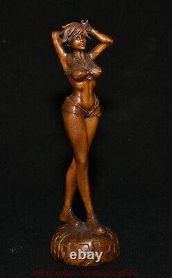 8 Chine ancienne sculpture en bois de buis sculpture belle statue sculpture