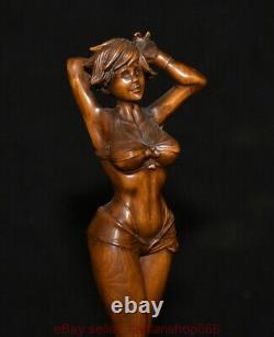 8 Chine ancienne sculpture en bois de buis sculpture belle statue sculpture