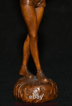 8 Chine ancienne sculpture en bois de buis sculpture belle statue sculpture
