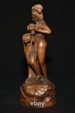 8 Chine ancienne sculpture en bois de buis sculpture belle statue sculpture
