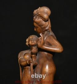 8 Chine ancienne sculpture en bois de buis sculpture belle statue sculpture