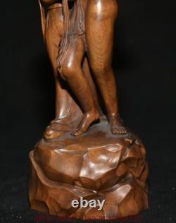 8 Chine ancienne sculpture en bois de buis sculpture belle statue sculpture