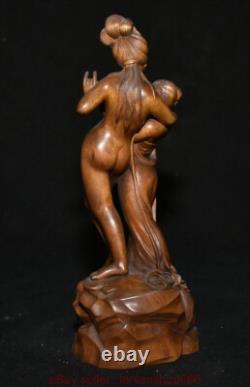 8 Chine ancienne sculpture en bois de buis sculpture belle statue sculpture