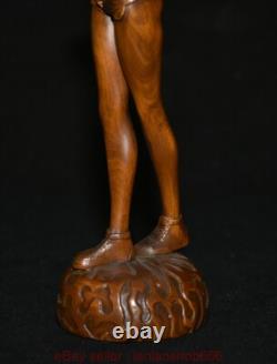 8 Chine ancienne sculpture en bois de buis sculpture belle statue sculpture