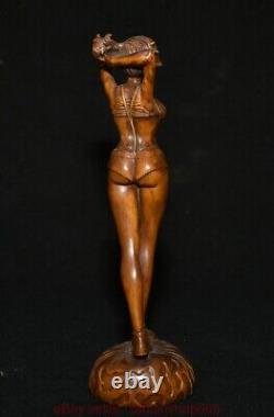 8 Chine ancienne sculpture en bois de buis sculpture belle statue sculpture