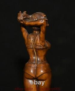 8 Chine ancienne sculpture en bois de buis sculpture belle statue sculpture