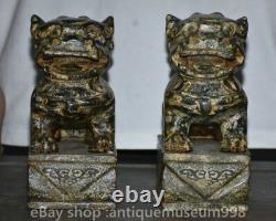 8 Chine ancienne yusculpture dynastie Palais Feng Shui lion animal statue paire