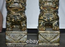 8 Chine ancienne yusculpture dynastie Palais Feng Shui lion animal statue paire