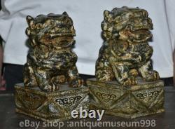 8 Chine ancienne yusculpture dynastie Palais Feng Shui lion animal statue paire