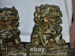 8 Chine ancienne yusculpture dynastie Palais Feng Shui lion animal statue paire