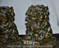 8 Chine ancienne yusculpture dynastie Palais Feng Shui lion animal statue paire
